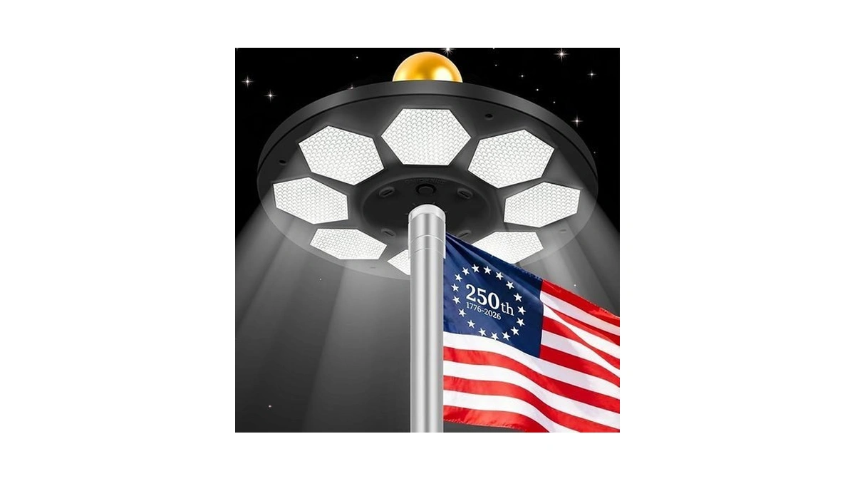 Kromart Flag Pole Light Solar Powered, 160 Led High Lumen