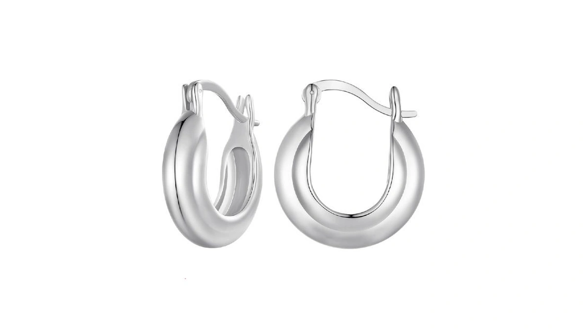 Bisaer Chunky 925 Sterling Silver Post Glossy Geometric Backless Earrings