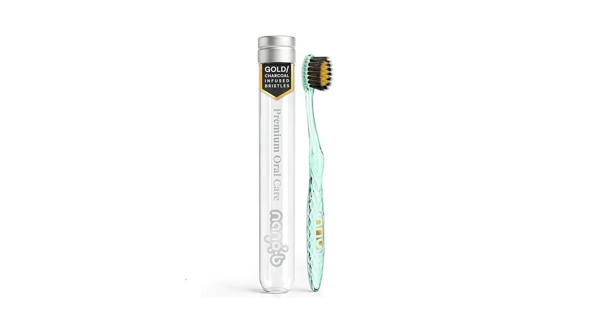 Nano-b Manual Toothbrush For Adults With Sensitive Gums, Gold &