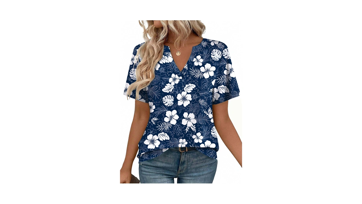 Zeagoo Womens Tops V Neck Summer Casual Short Sleeve T