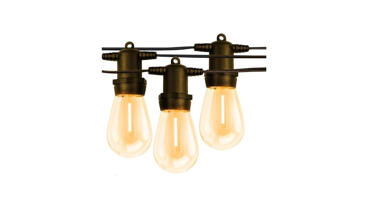 Guntsous S14 Led Outdoor String Lights 27ftx2 With Edison Vintage