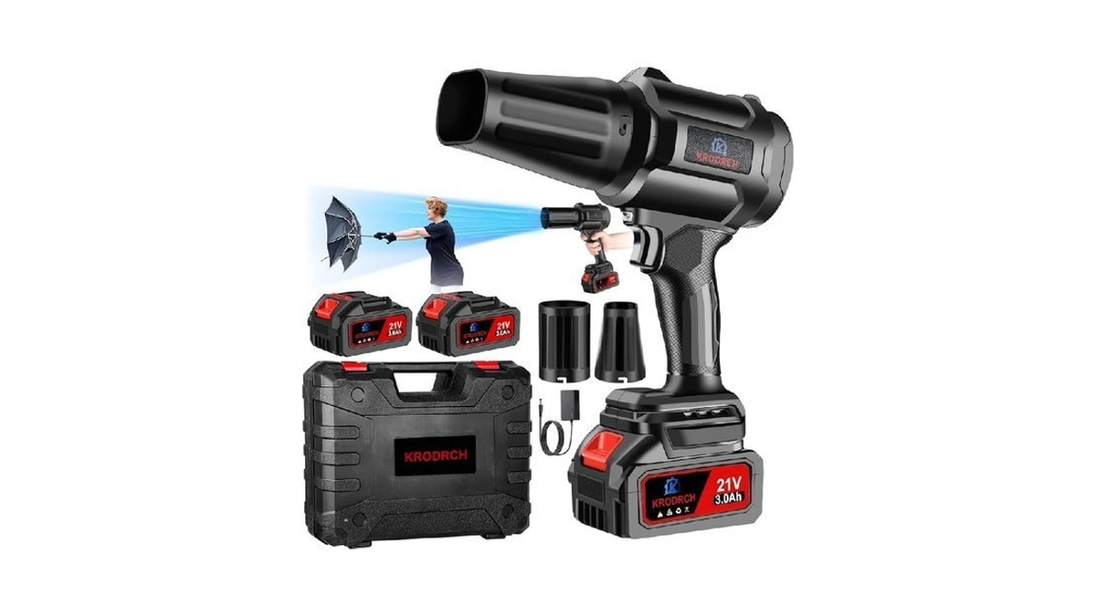 Electric Cordless Leaf Blower With 2 X 3.0ah Batteries And