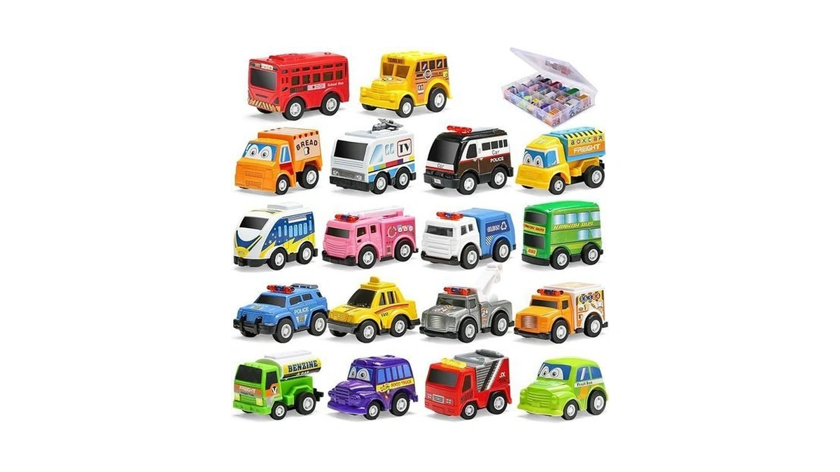 18 Pack Assorted Pull Back Car Toys For Kid With