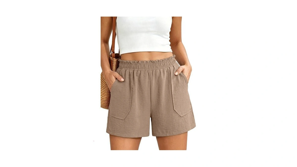 Sanmm Shorts For Women Summer Casual Elastic Waist Loose High