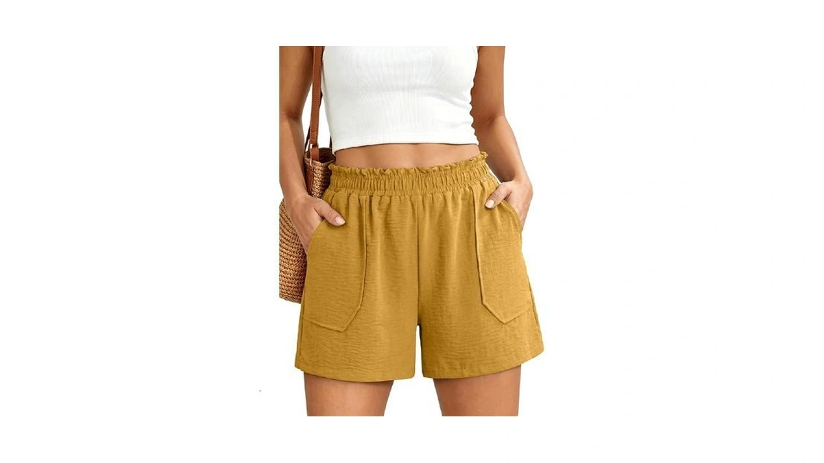 Sanmm Shorts For Women Summer Casual Elastic Waist Loose High