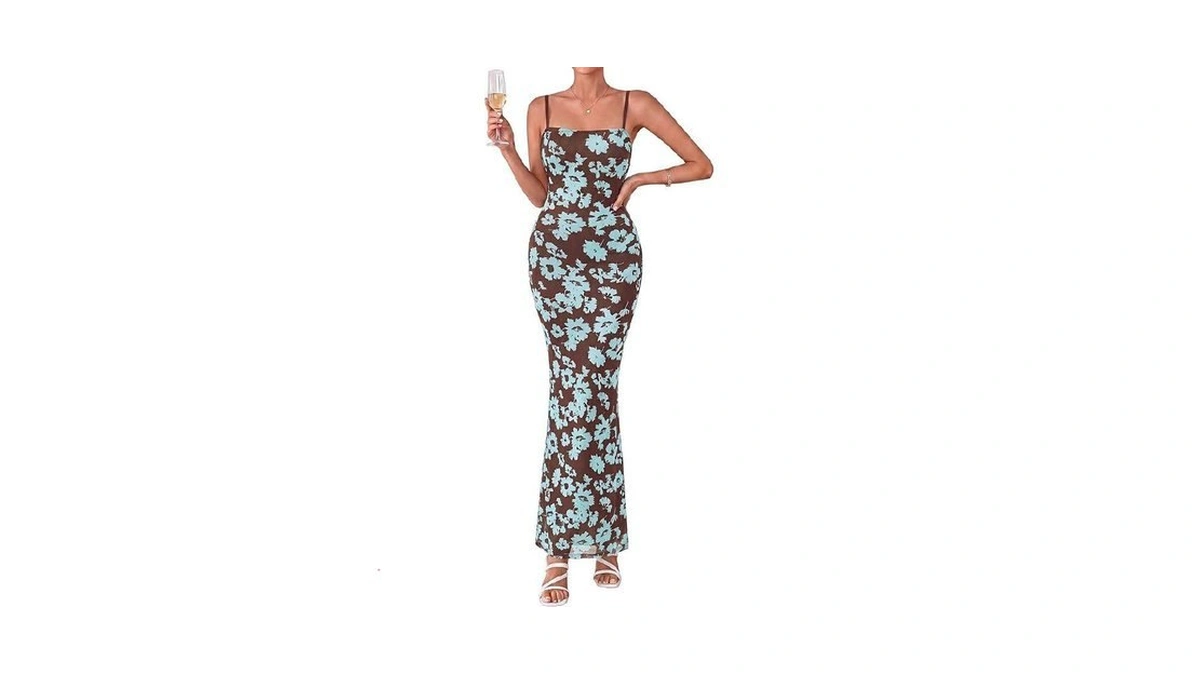 Btfbm Womens Summer Maxi Dress 2026 Floral Mesh Spaghetti Straps