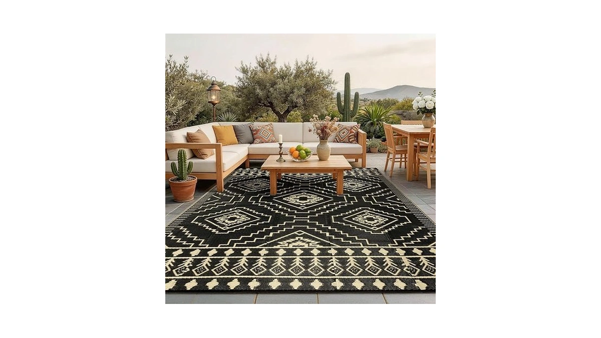 Lbro2m Waterproof Outdoor Rugs 8x10 For Patio Outdoor Plastic Straw