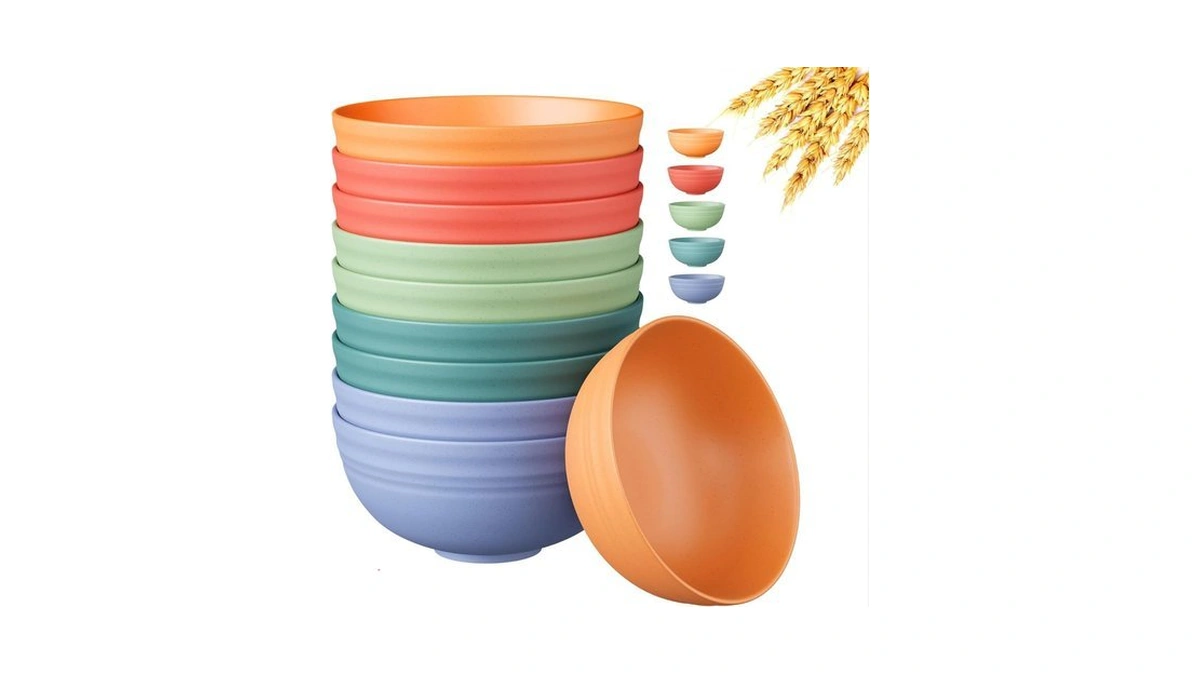 Quatish 10 Pcs Unbreakable Cereal Bowls,dishwasher & Microwave Safe Wheat