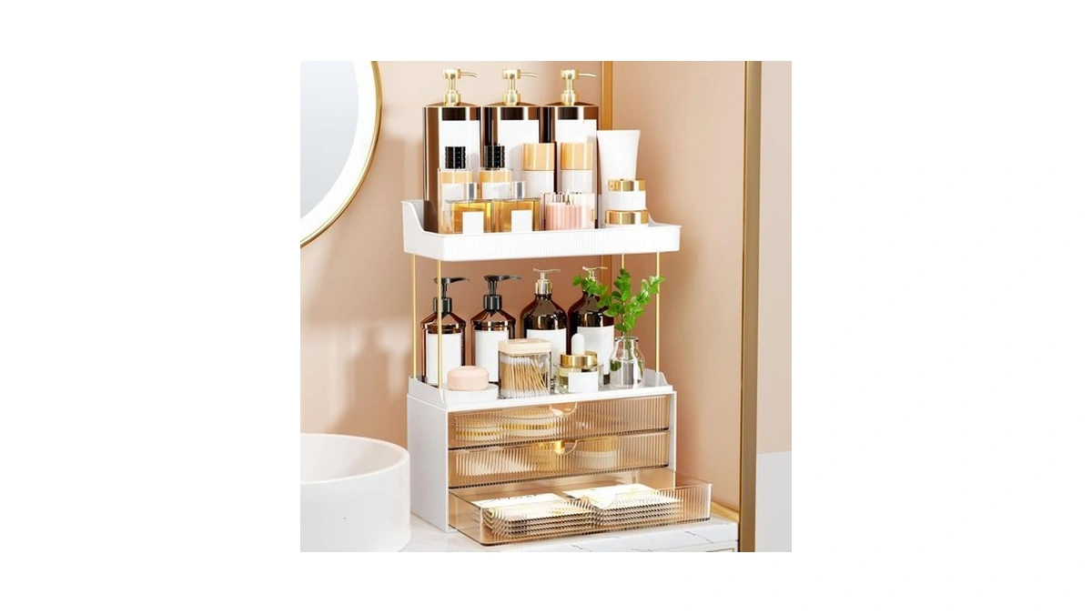 Storbin 3 Large Drawers Makeup Organizer - 5 Tier Bathroom