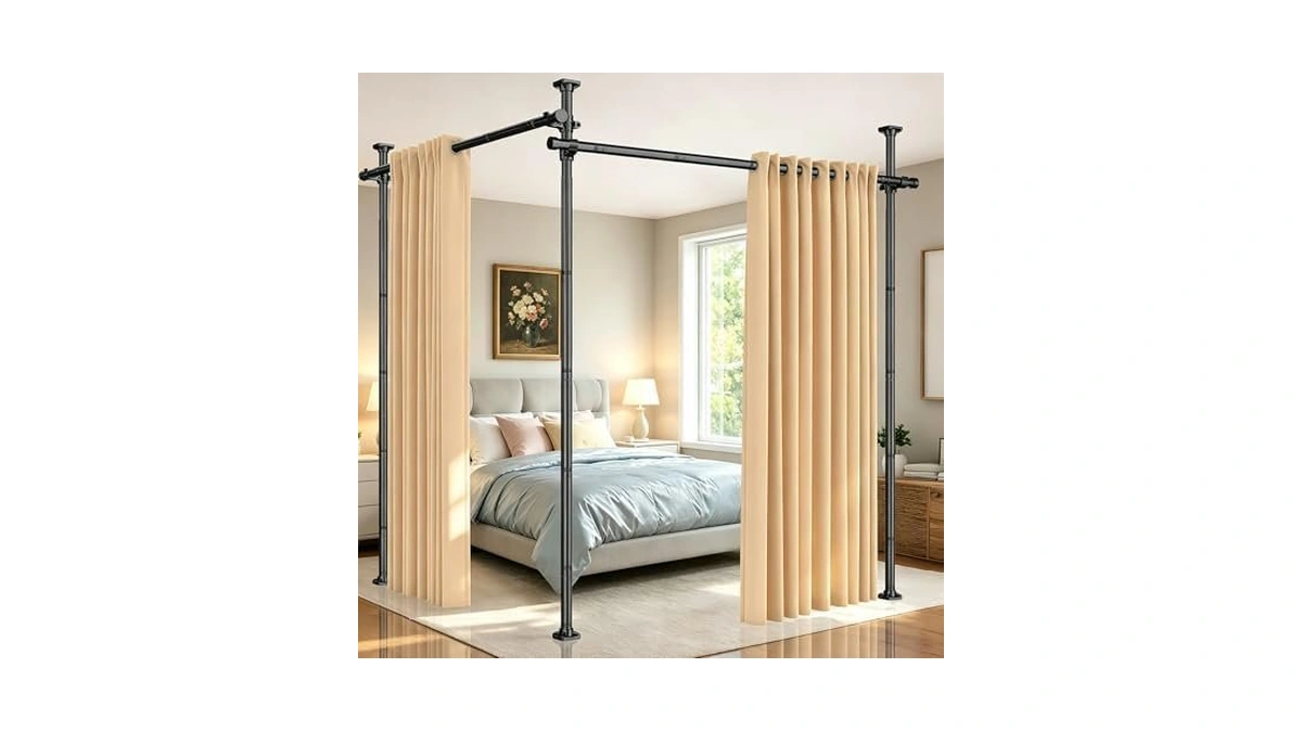 Sunally Room Divider Tension Curtain Rod, No Drilling Room Separator