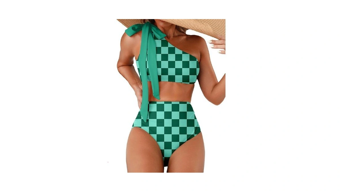 Herseas Women's One Shoulder Bikini Sets High Rise Two Piece