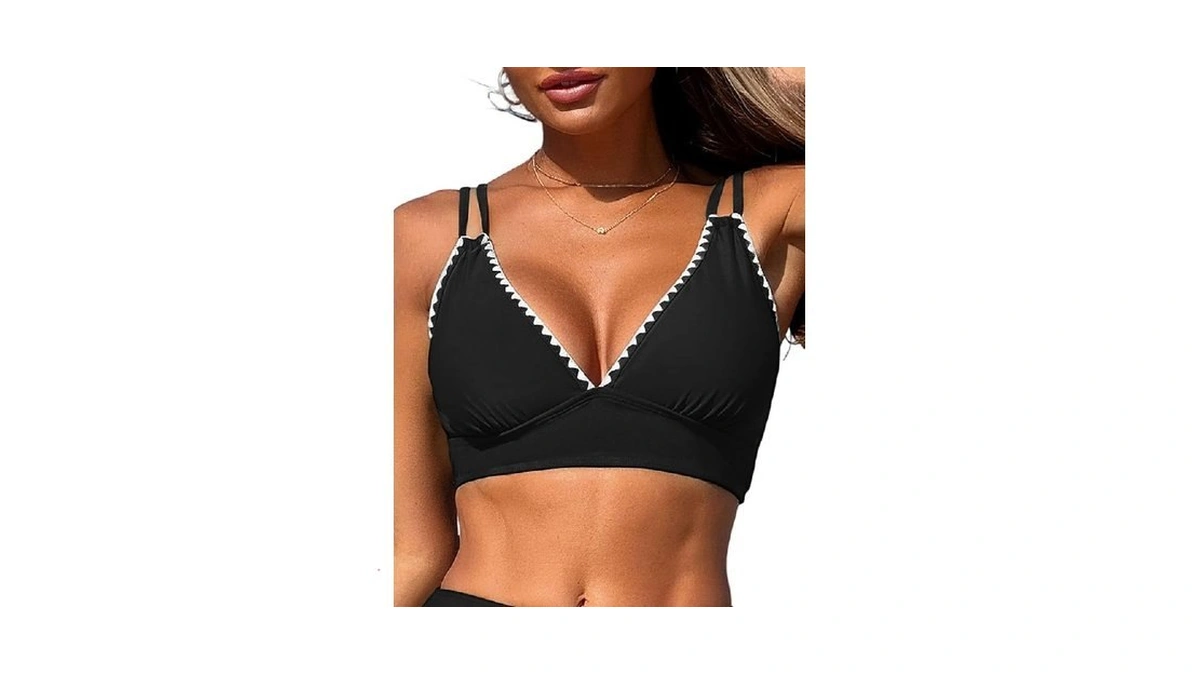 Zaful V Neck Bikini Tops For Women Only - Push
