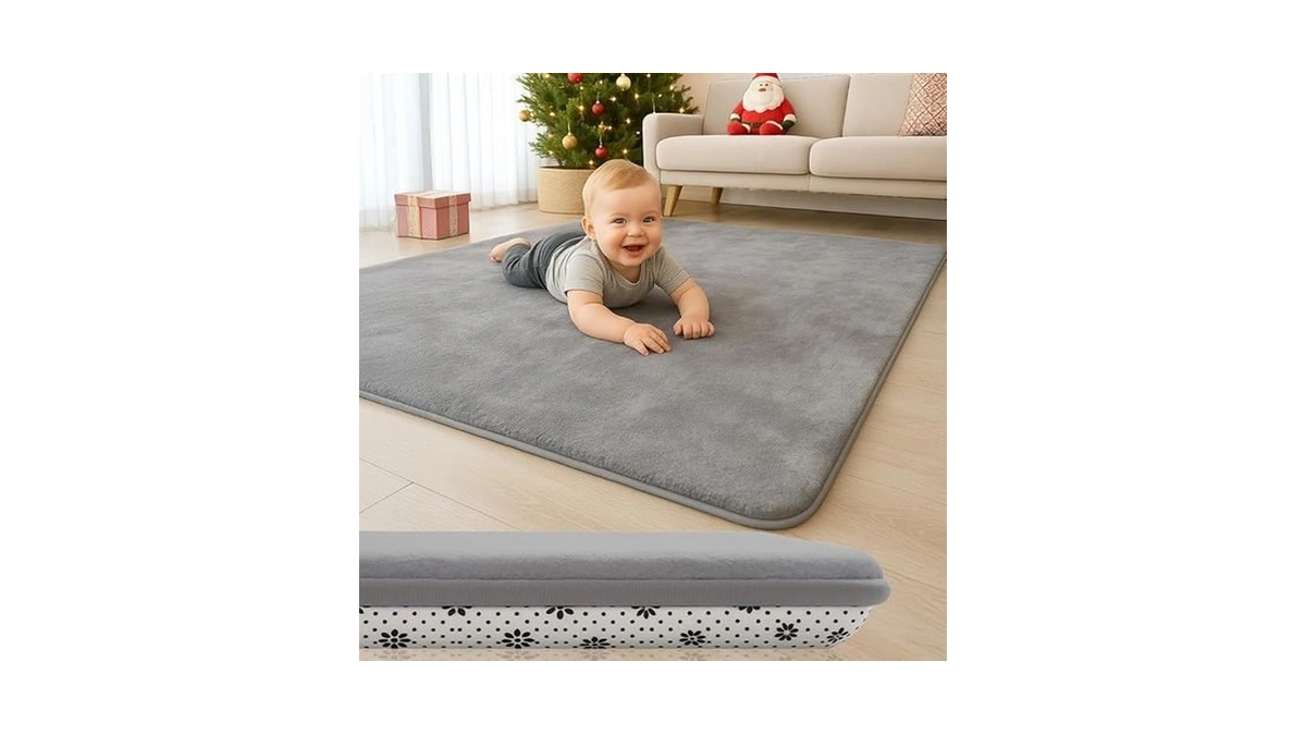 Lansber Thick Padded Baby Floor Play Mat 1.2" Cushioned Velvet