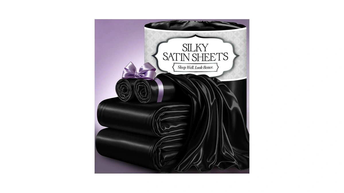 Decolure Satin Bed Sheets - 4 Piece Luxury Silky King