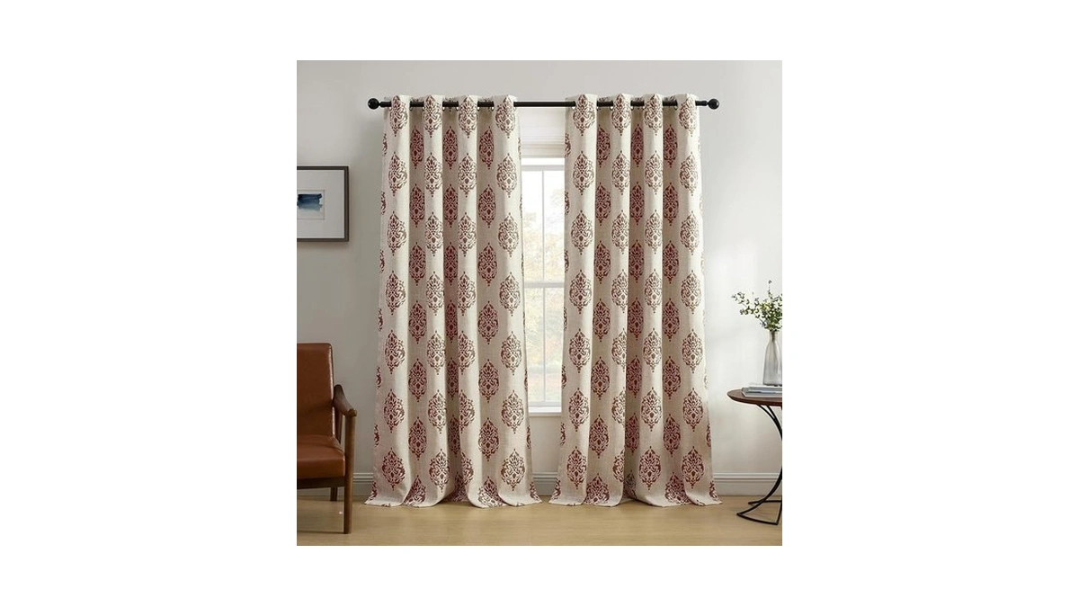 Elrene Home Fashions Navara Medallion Room-darkening Window Curtain, Single Panel,