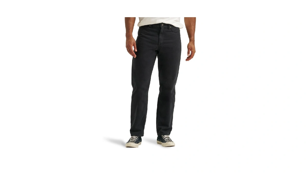 Lee Men's Legendary Relaxed Straight Jean, Black - Plaid Flannel