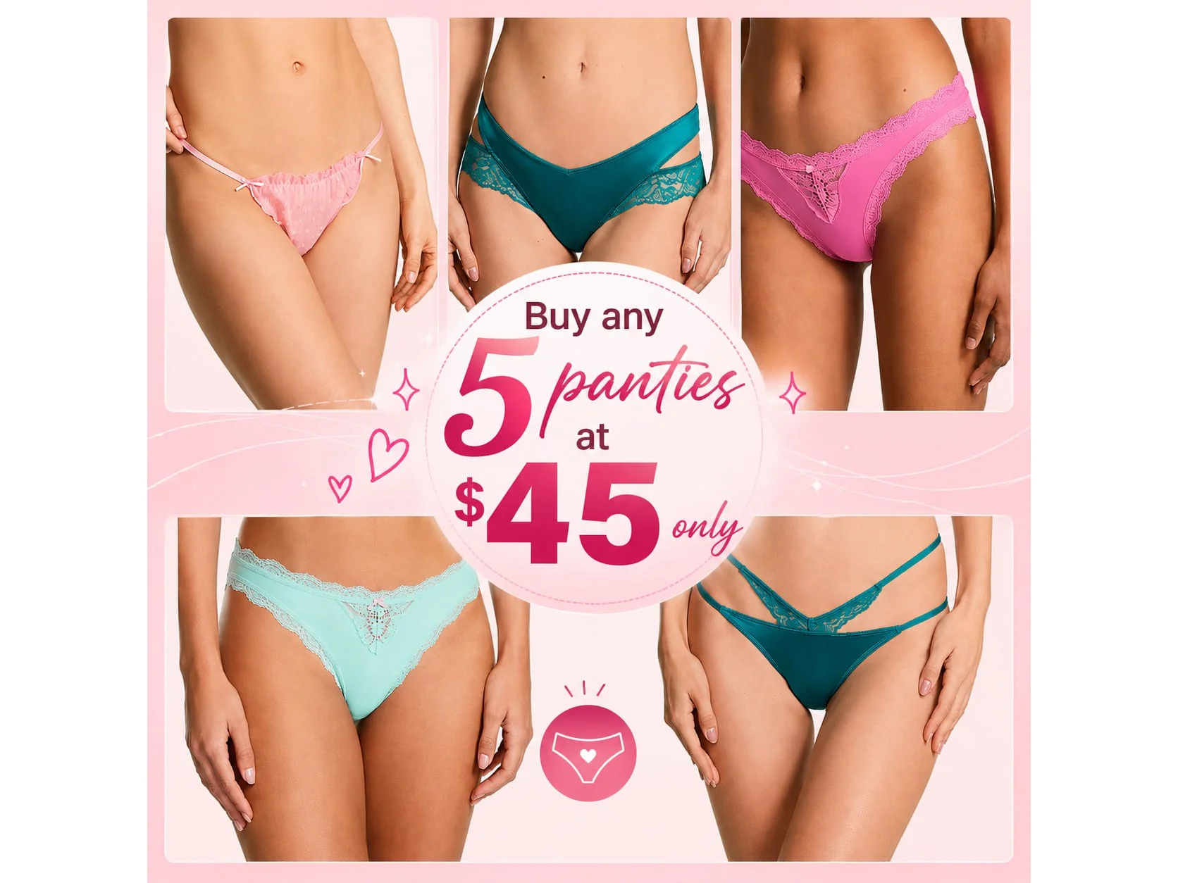 Any 5 Panties 45USD ONLY - Victoria's Secret