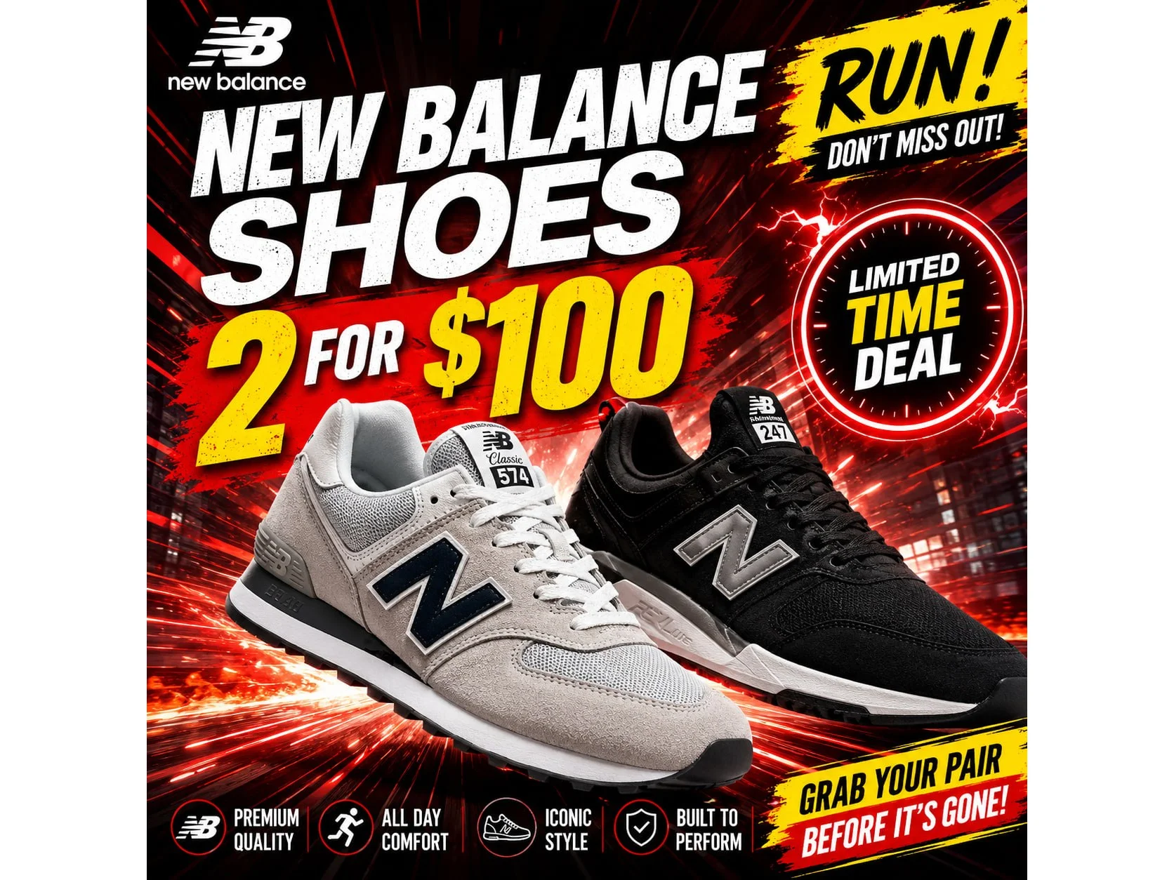 NEW BALANCE SHOES 2 FOR $100 ONLY