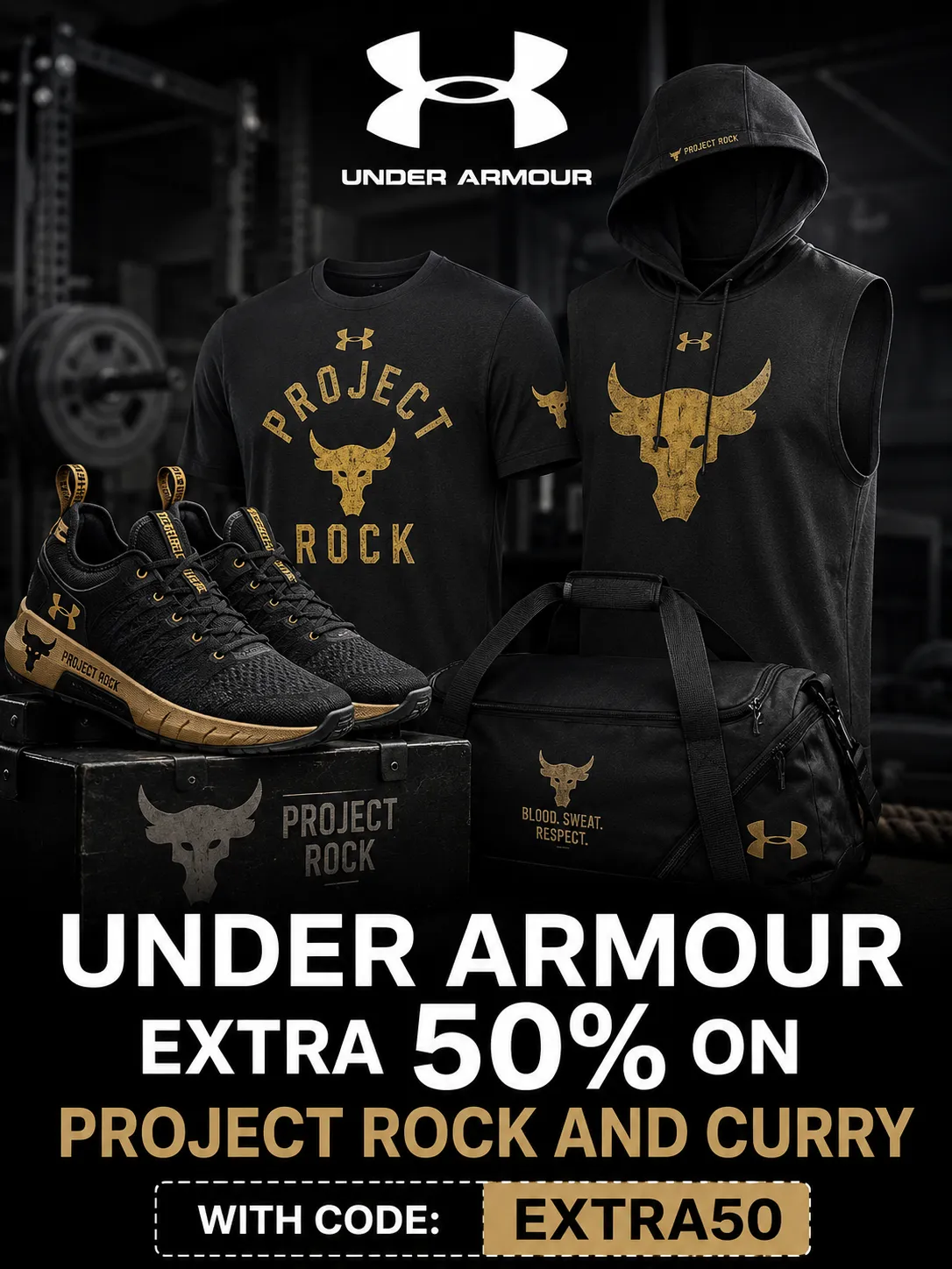 Under Armour Extra 50% on Project Rock and Curry With EXTRA50