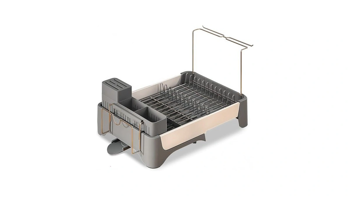 Singpotool Expandable Dish Drying Rack, Premium Stainless Steel Kitchen Drainer