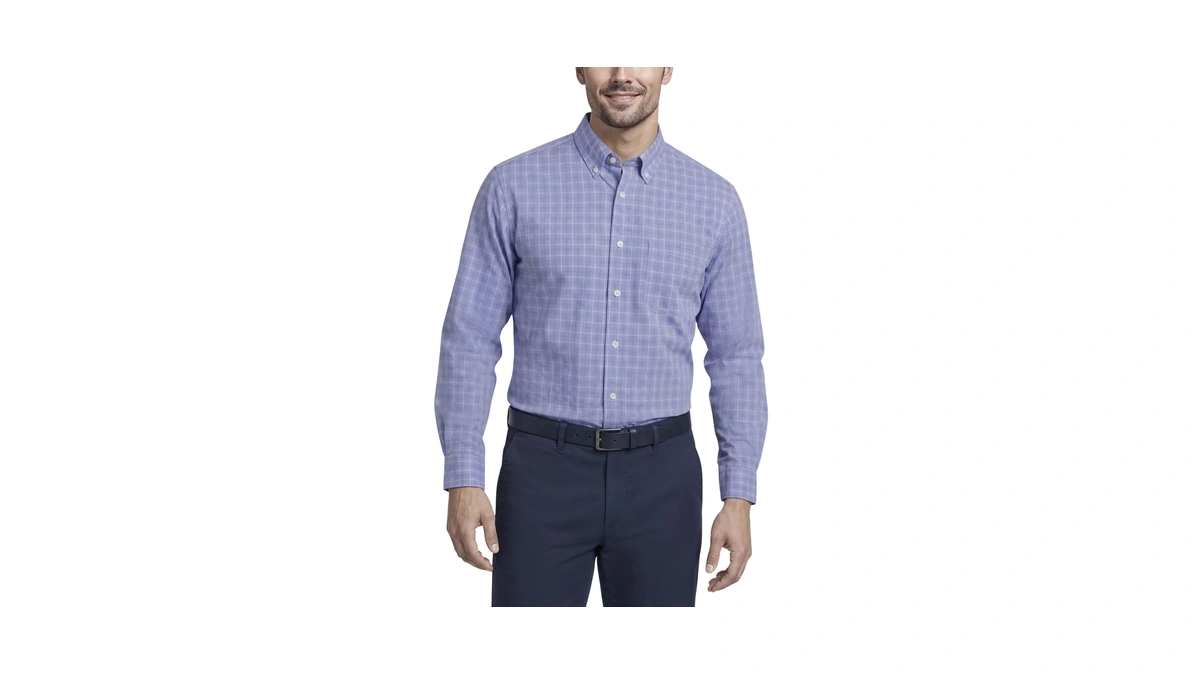 Izod Men's Dress Shirt Regular Fit Long Sleeve Wrinkle Free