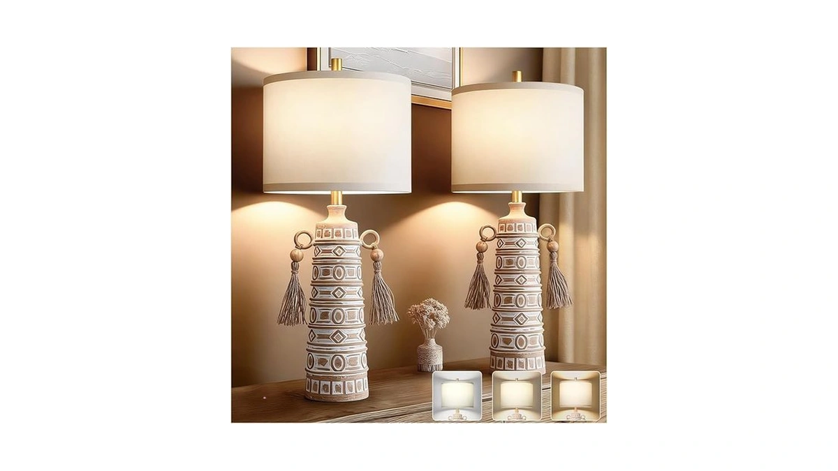 30”h Tall Boho Table Lamp Set Of 2 For Bedroom