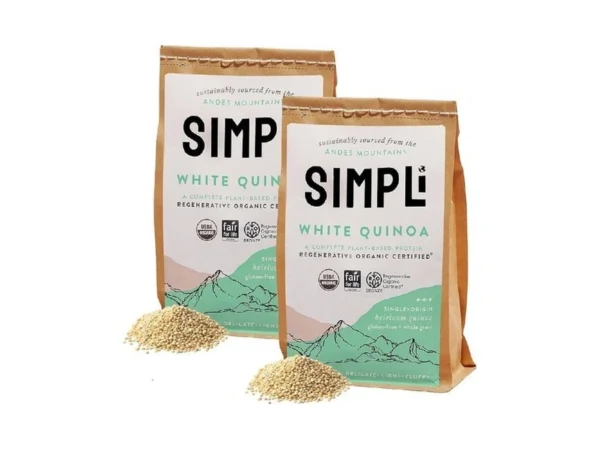 Simpli Regenerative Organic Certified 100% Peruvian White Quinoa, Complete Plant-based