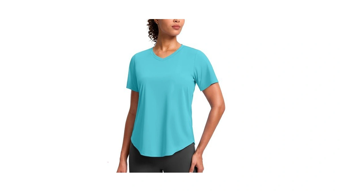 Womens Workout Tops V-neck Short Sleeve Upf 50+ Sun Shirt