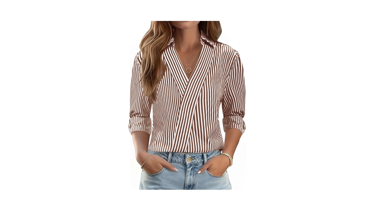 Lomon Blouses For Women Dressy Casual V Neck Work Tops