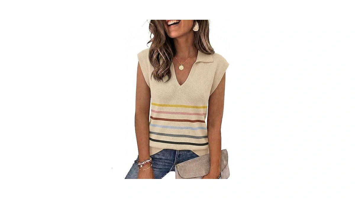 Zeagoo Summer Sweaters 2026 V-neck Cap Sleeve Vest Tank Tops