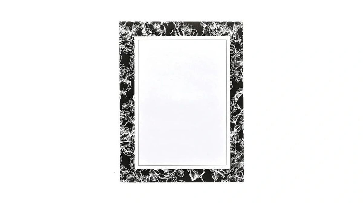 Black Border Letter Paper - Elegant Classic Floral - For