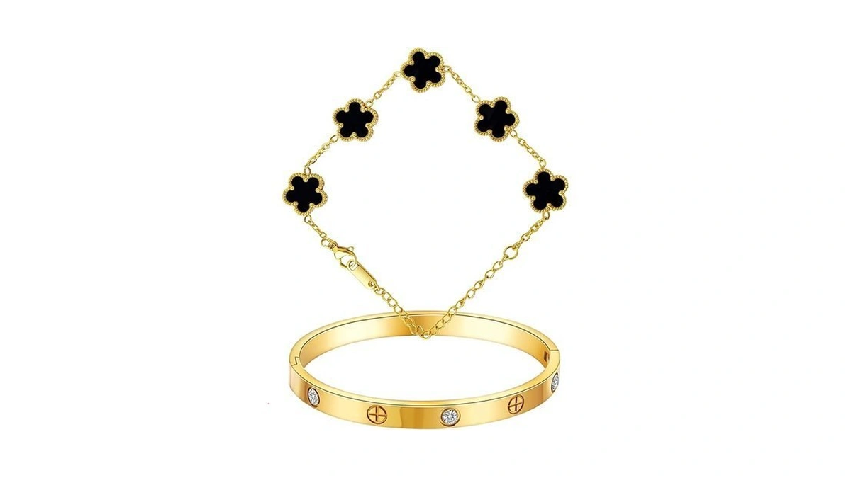 Stackable Gold Clover Bracelets For Women-18k Gold Plated Friendship Love