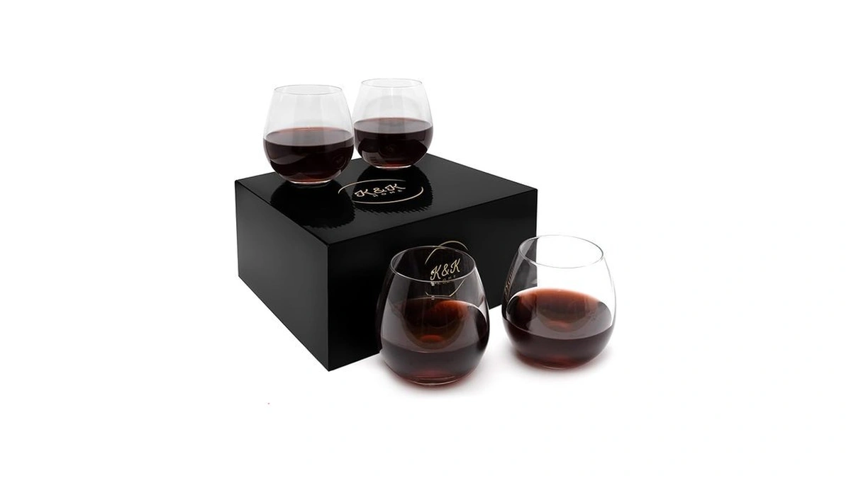 K&k Home Stemless Wine Glasses Set Of 4, 15 Oz