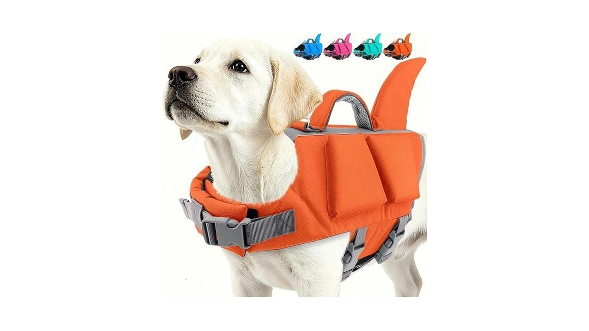 Fragralley Shark Fin Dog Life Jacket With Extra Foam, High