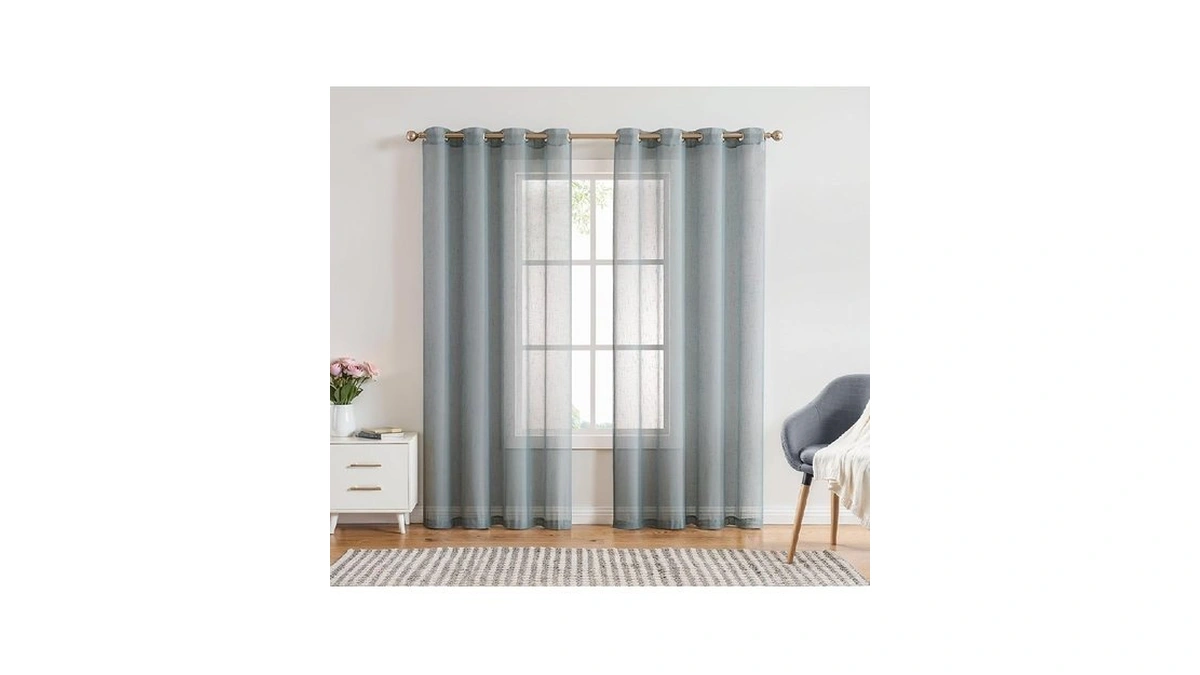 Randall Spa Faux Linen Sheer Curtain With 8 Metal Grommets