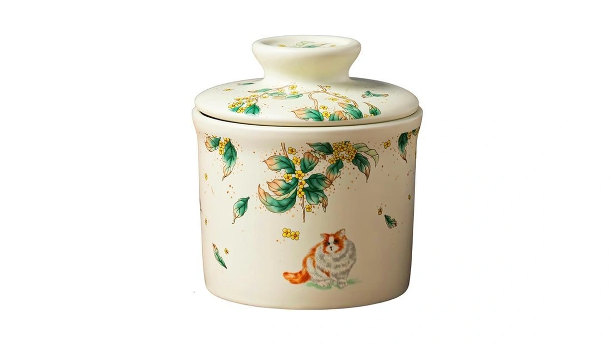 Warm Ivory Butter Dish With Lid For Countertop, French Butter