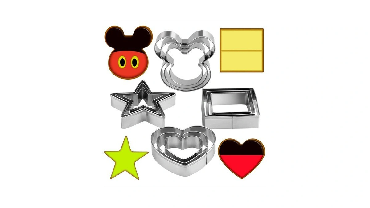 Metal Cookie Cutters Set - Square, Heart, Star - 12pieces