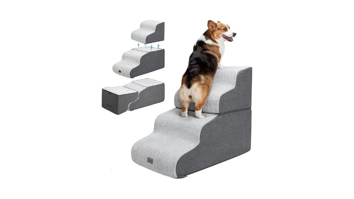 Garnpet Dog Stairs For High Beds, 4-step Dog Steps For