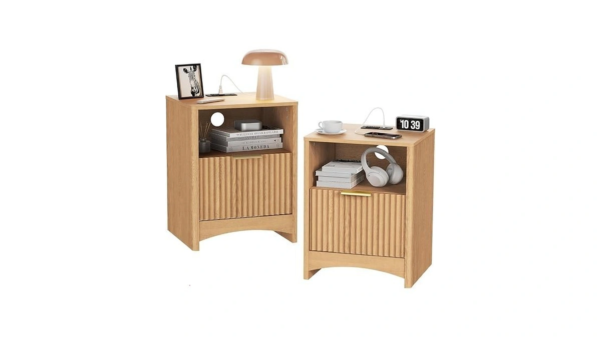 Marsail Nightstand Set Of 2 With Drawers, Modern Night Stand