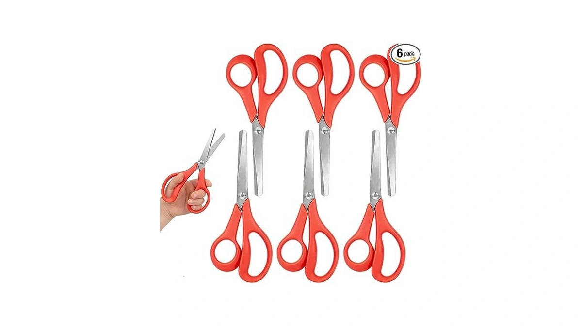 5.5" Left Handed Scissors Kids, 6pack Red Safety Scissors For