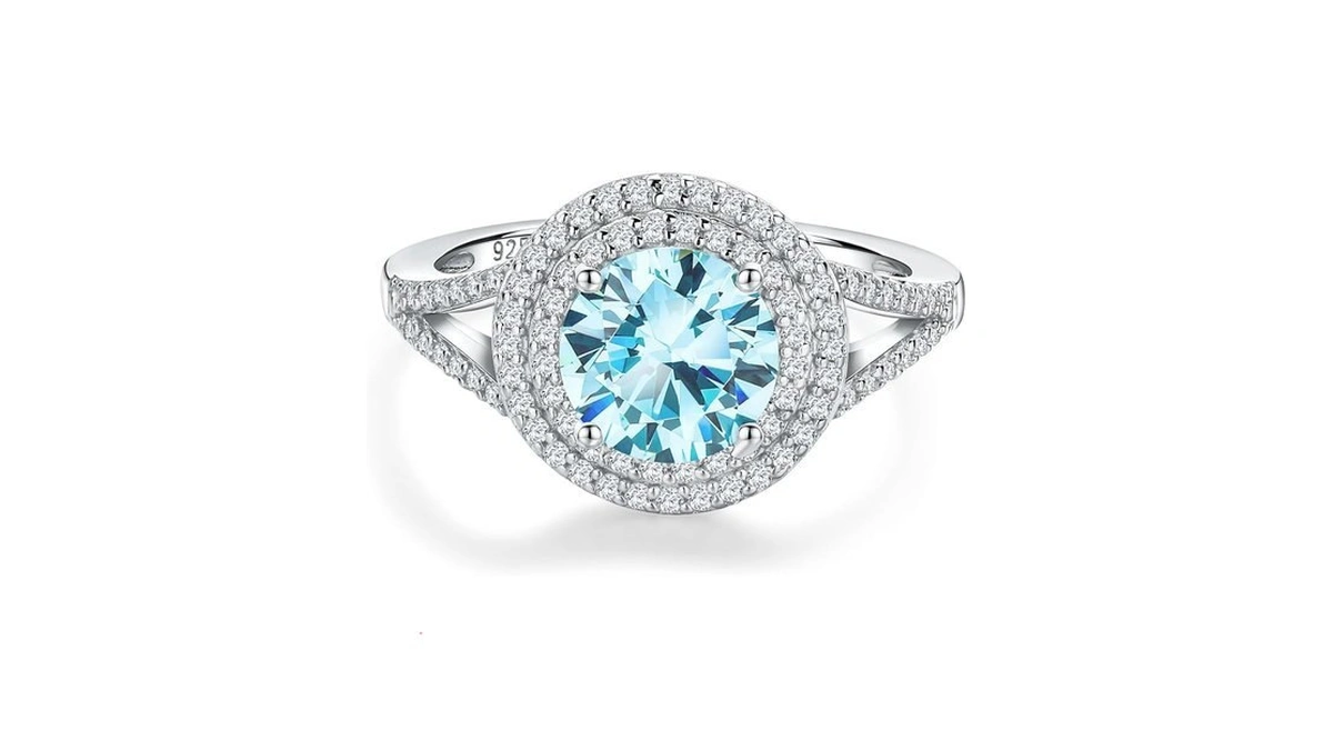 Randes Sterling Silver Big Promise Ring For Her Light Blue