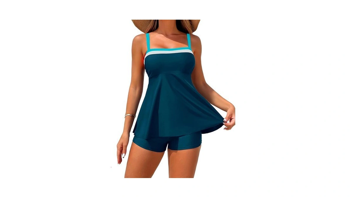 Zaful Womens Tankini Swimsuits Two Piece Color Block Bathing Suits