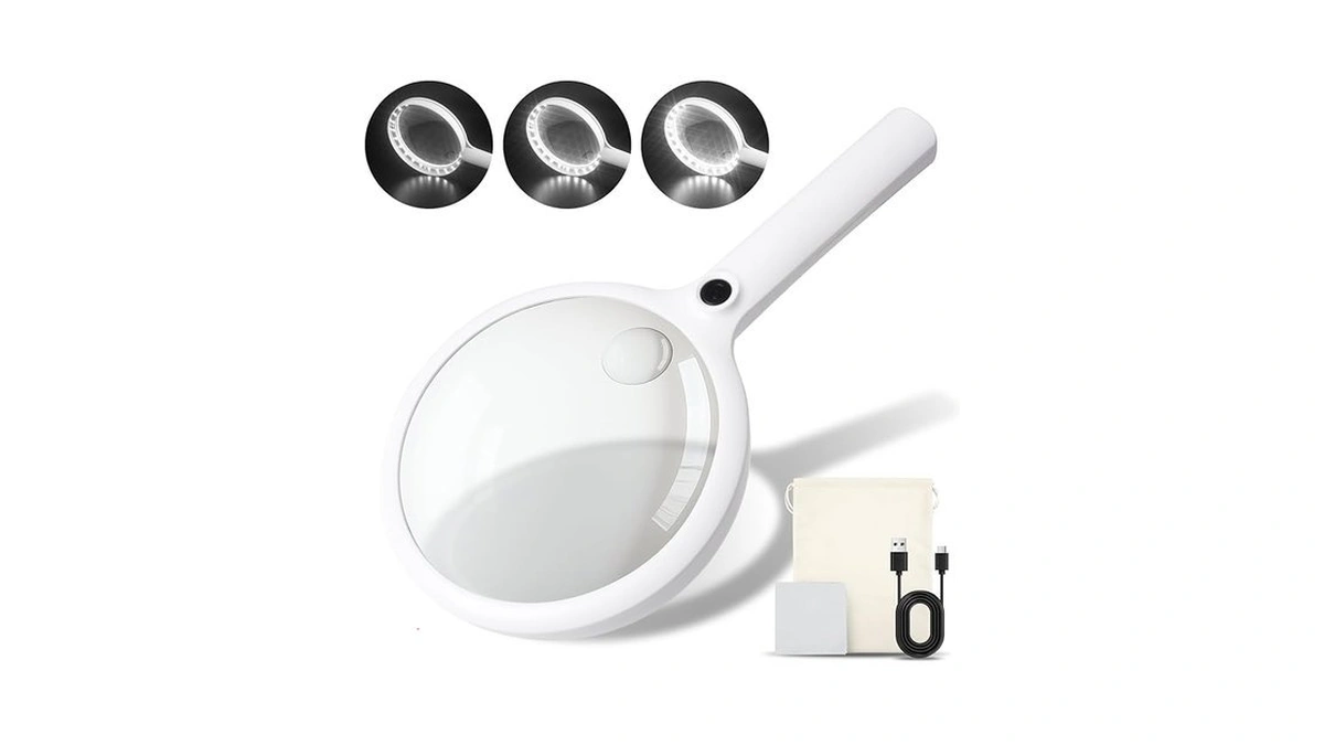2000mah Rechargeable Magnifying Glass With Light, Large Handheld Lighted Magnifier,