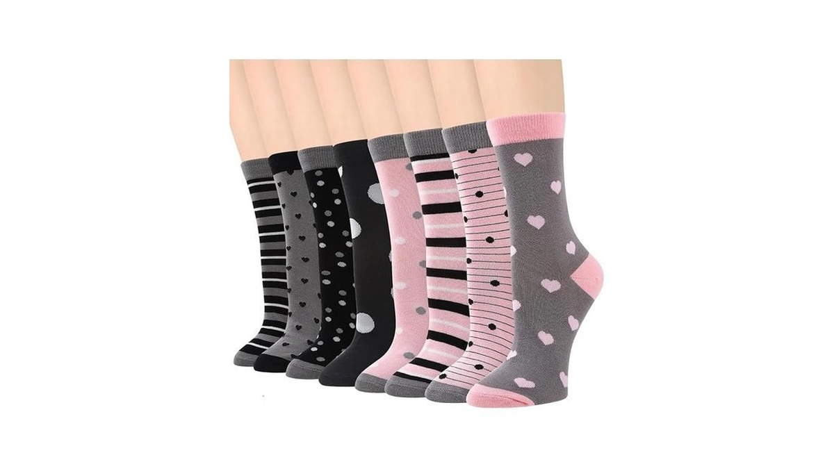 Scenicamp 8 Pairs Women Cotton Crew Socks Casual Dress Socks