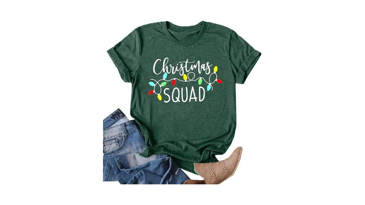 Family Matching Christmas Tops: Women's Xmas Holiday Squad T-shirts In