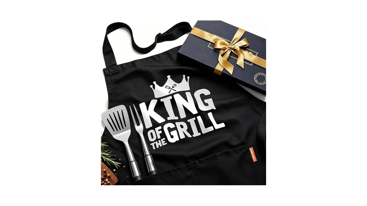 Kitchen Apron Gift For Men, Bbq Grilling Apron With 2