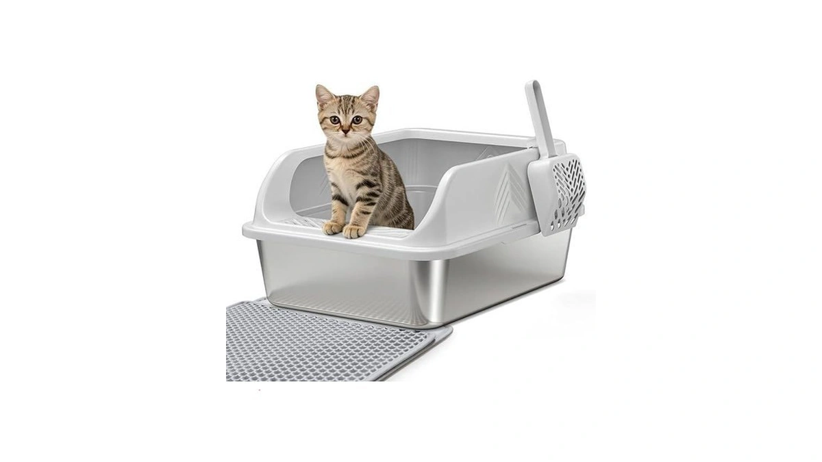 Stainless Steel Litter Box, Enclosed Metal Cat Litter Box With