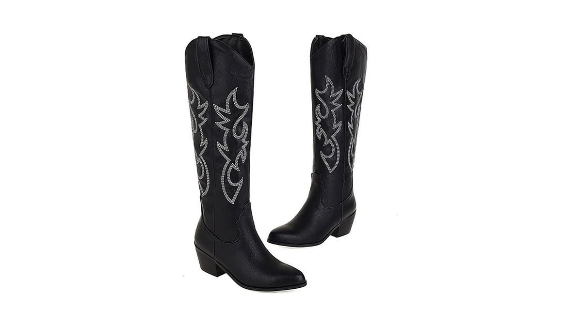 Meilusi Women's Cowgirl Boots For Women Embroidered Knee High Cowboy