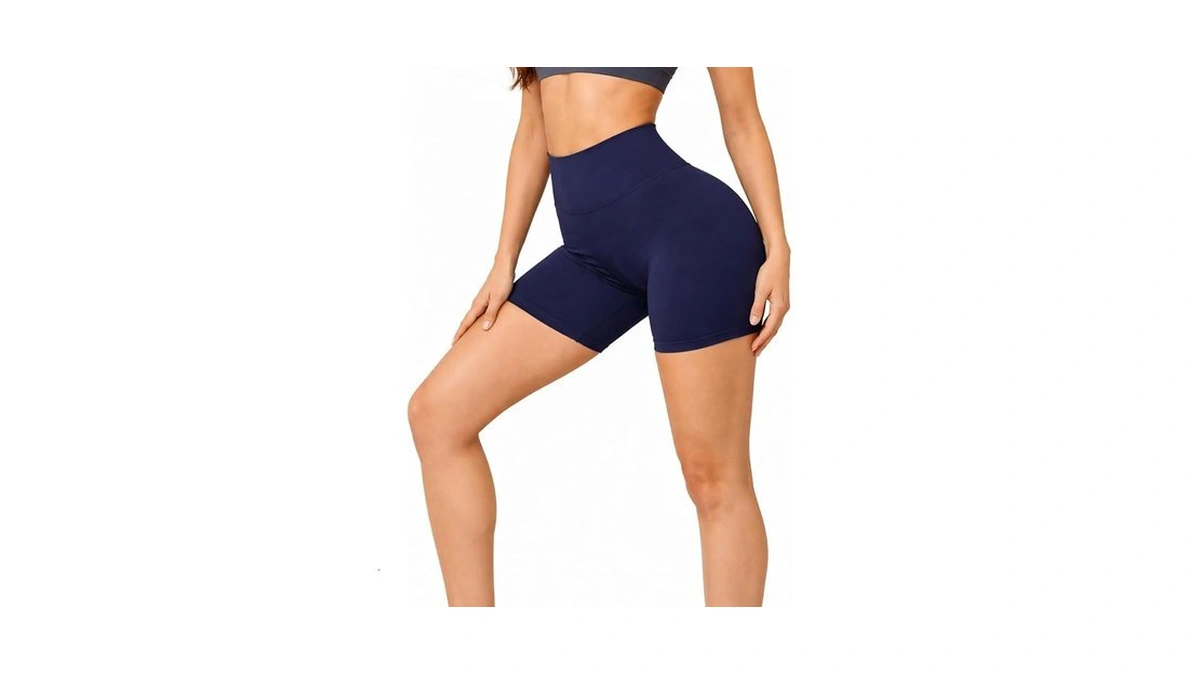 Hi Clasmix Navy Blue Biker Shorts For Women-5‘’high Waisted Spandex