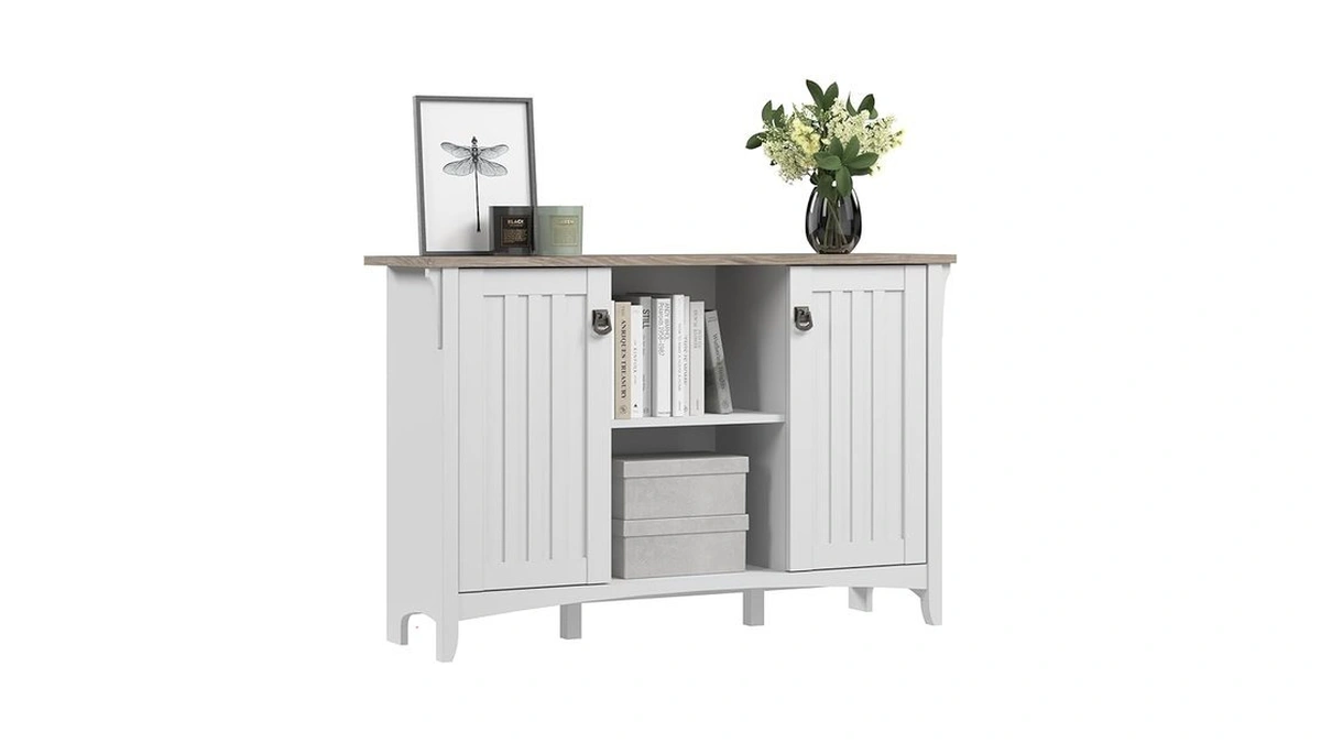 Bush Home Salinas Accent Storage Cabinet With Doors In Pure